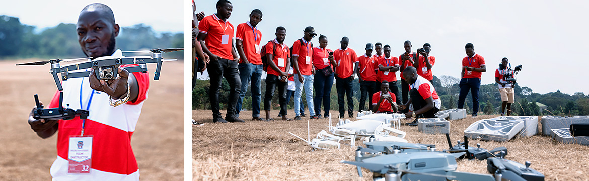 Proline Film Academy's Drone flight Students onlocation training class